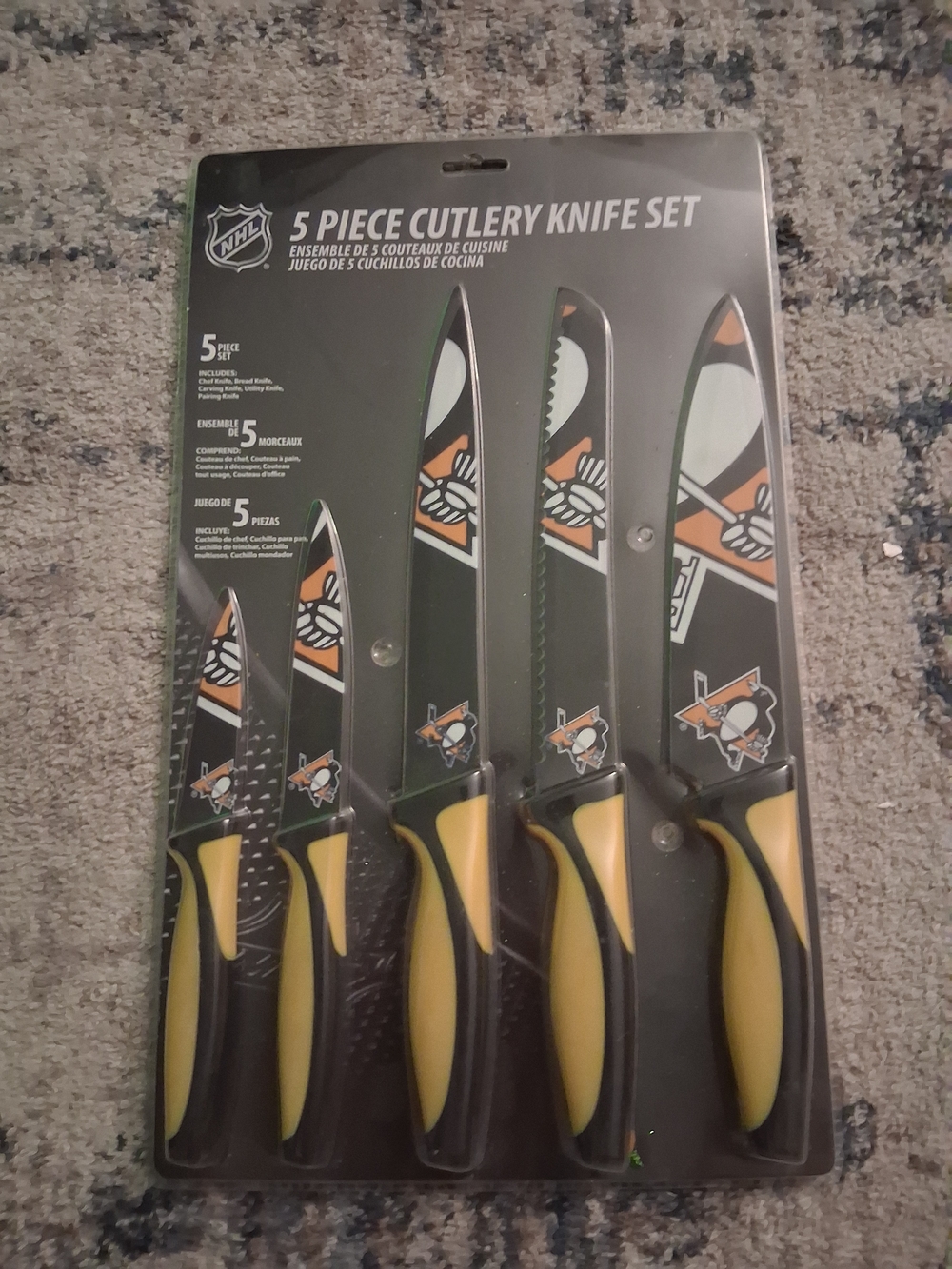 NHL 5-Piece Cutlery Knife Set - Black and Yellow